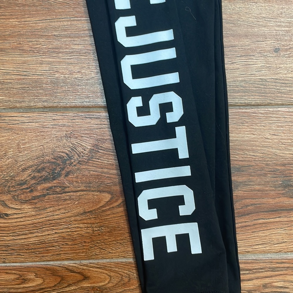 New Justice Black Leggings with Elastic Waist Stretch Knit, Size 12